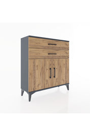 Arges Şifonyer Tek Raflı 2 Çekmeceli 2 Kapaklı 88x30x96 Antrasit-Çam