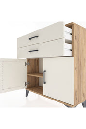 Arges Şifonyer Tek Raflı 2 Çekmeceli 2 Kapaklı 88x30x96 Çam-Aytaşı