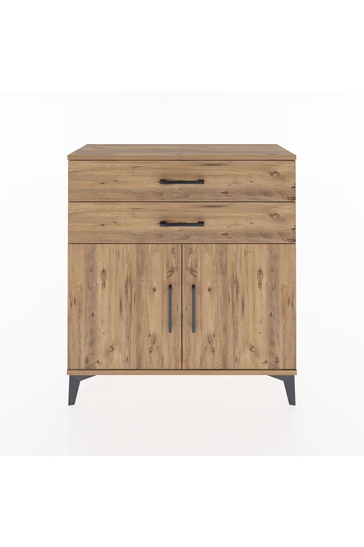 Arges Şifonyer Tek Raflı 2 Çekmeceli 2 Kapaklı 88x30x96 Çam-Çam