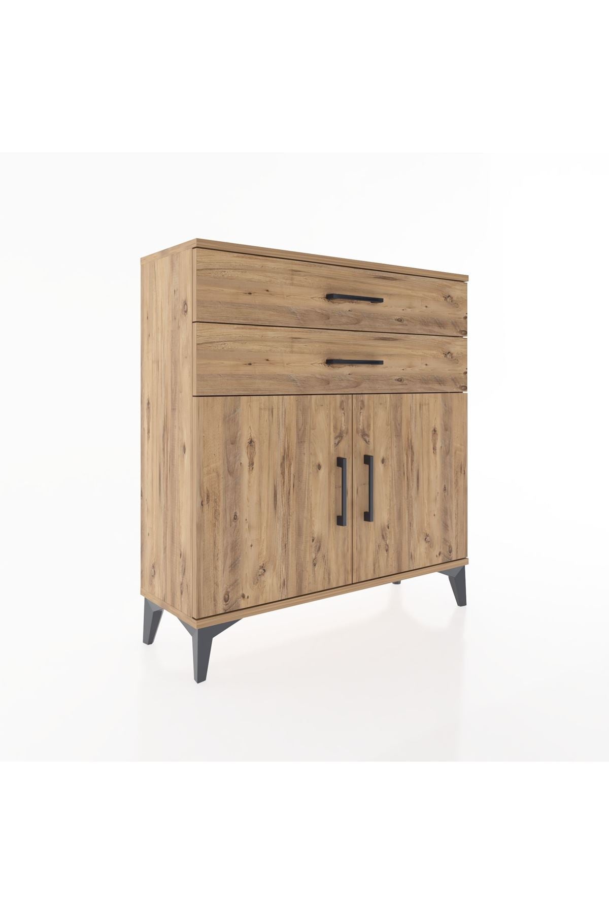 Arges Şifonyer Tek Raflı 2 Çekmeceli 2 Kapaklı 88x30x96 Çam-Çam