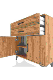 Arges Şifonyer Tek Raflı 2 Çekmeceli 2 Kapaklı 88x30x96 Çam-Çam