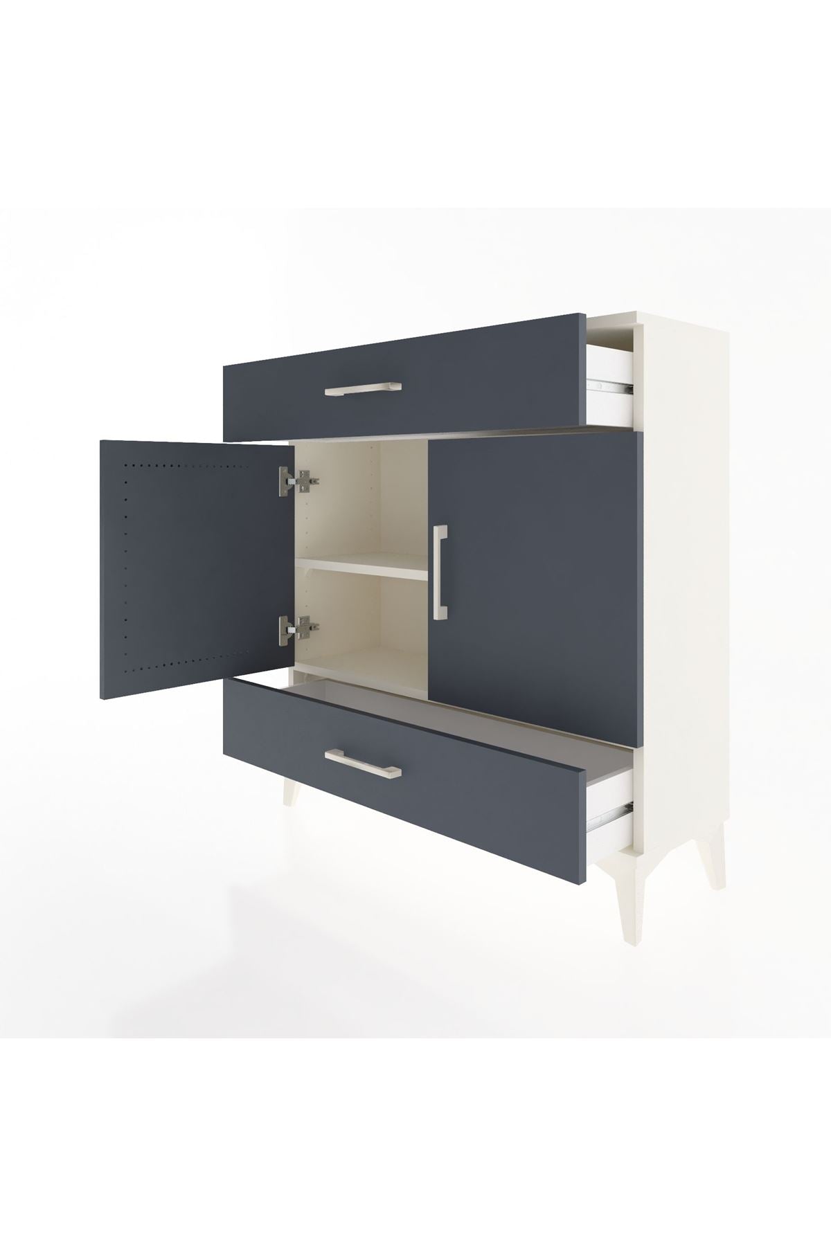 Arges Şifonyer 2 Raflı 2 Çekmeceli 2 Kapaklı 88x30x96 Aytaşı-Antrasit