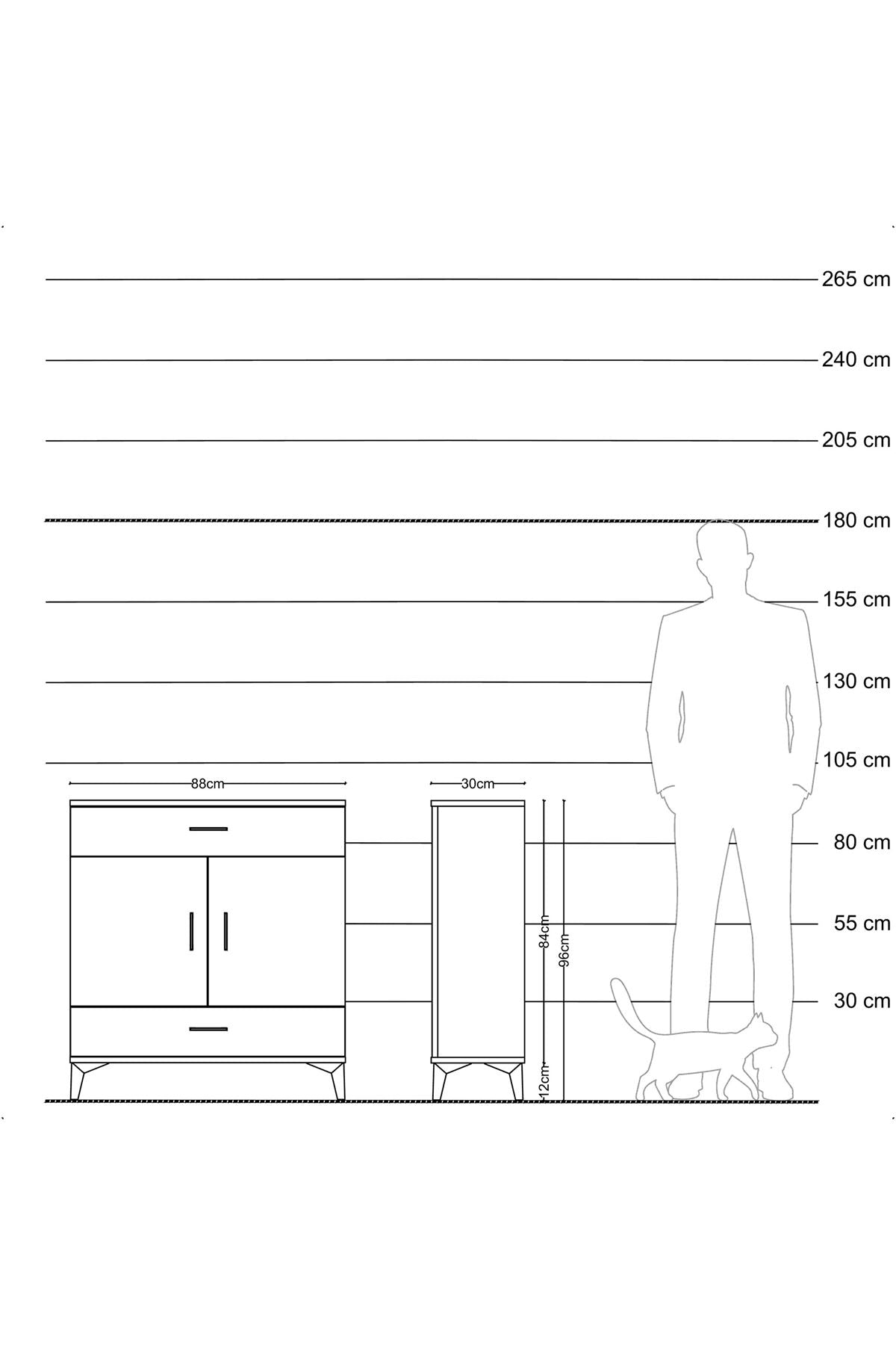Arges Şifonyer 2 Raflı 2 Çekmeceli 2 Kapaklı 88x30x96 Aytaşı-Antrasit