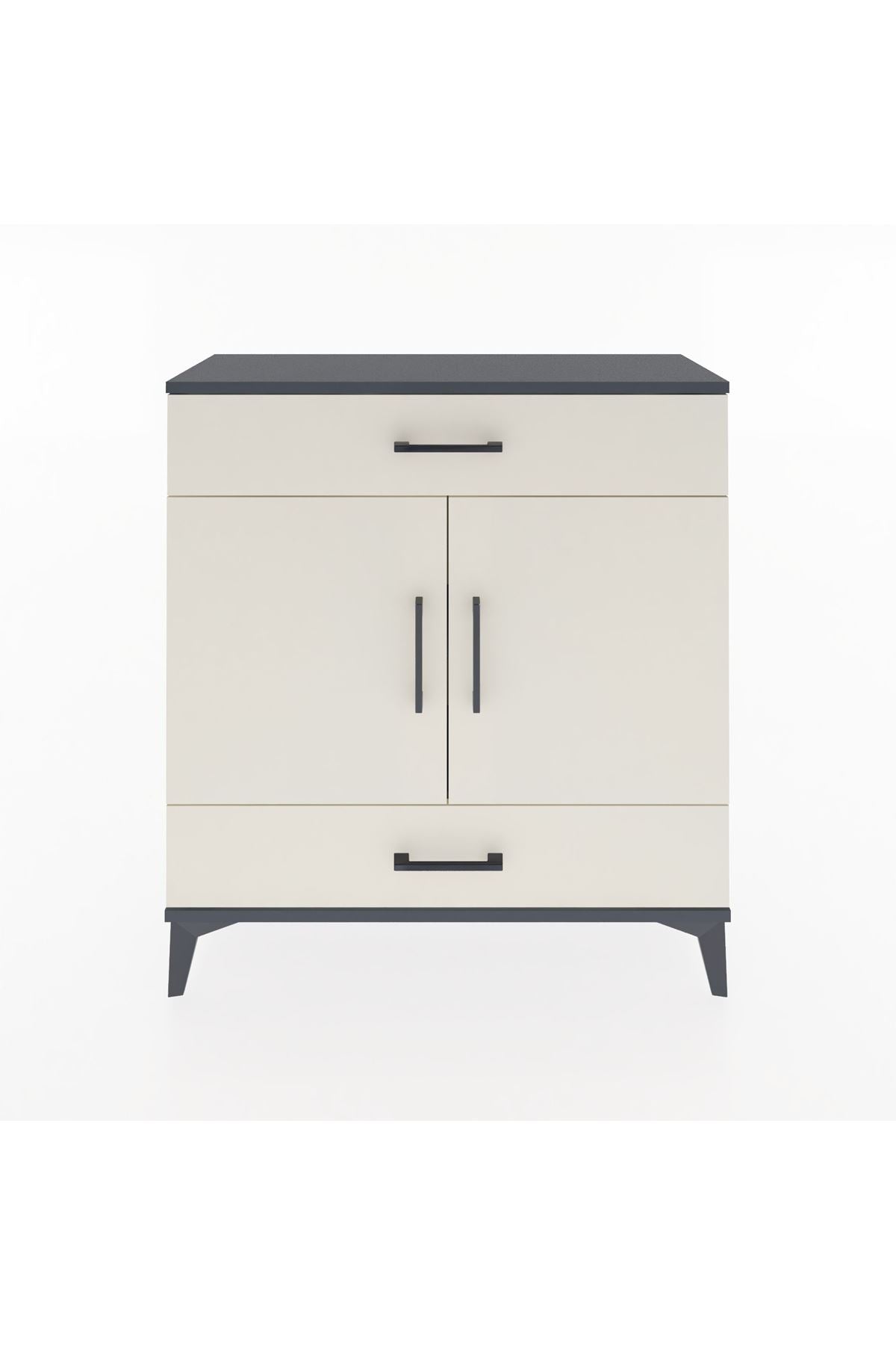 Arges Şifonyer 2 Raflı 2 Çekmeceli 2 Kapaklı 88x30x96 Antrasit-Aytaşı