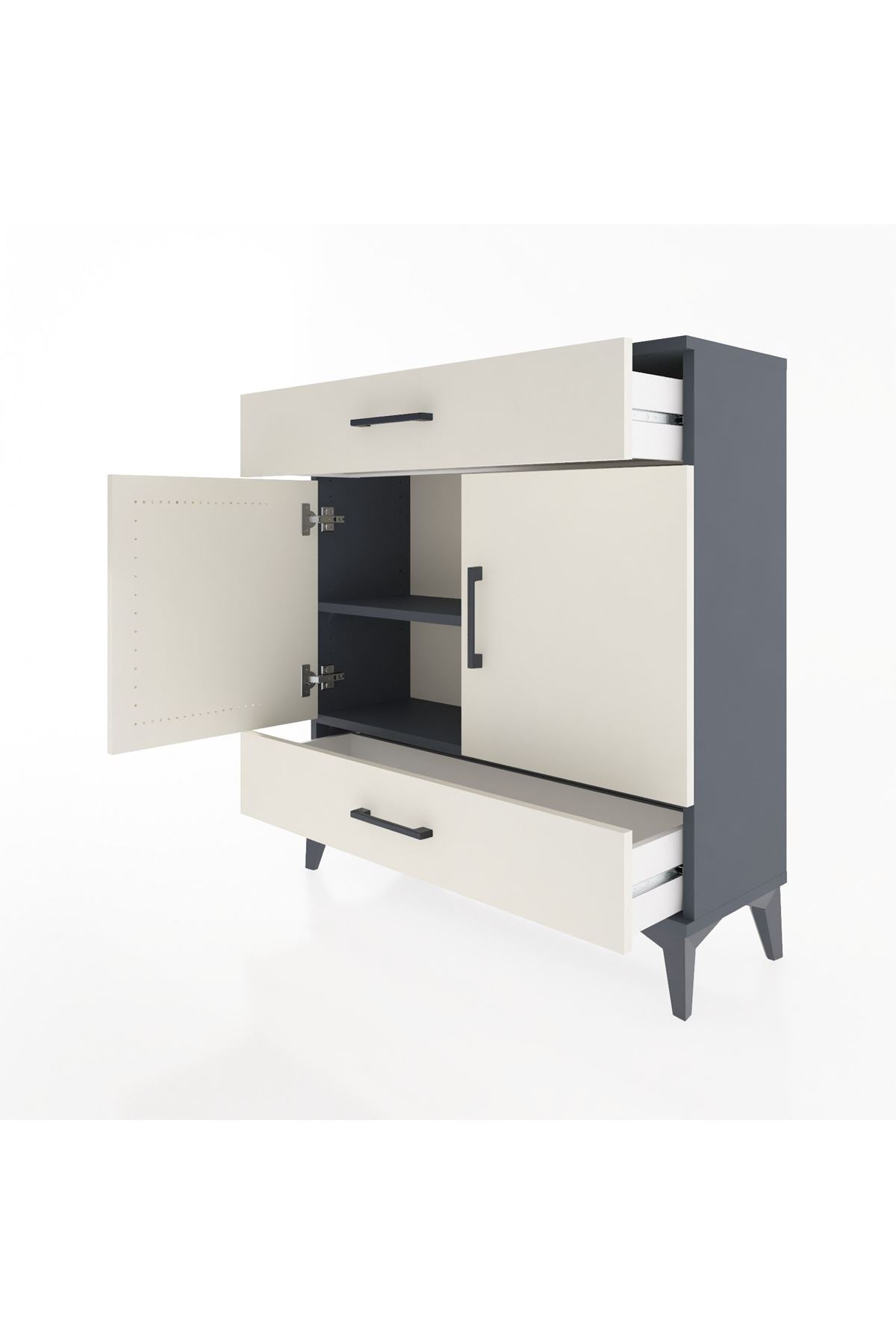 Arges Şifonyer 2 Raflı 2 Çekmeceli 2 Kapaklı 88x30x96 Antrasit-Aytaşı