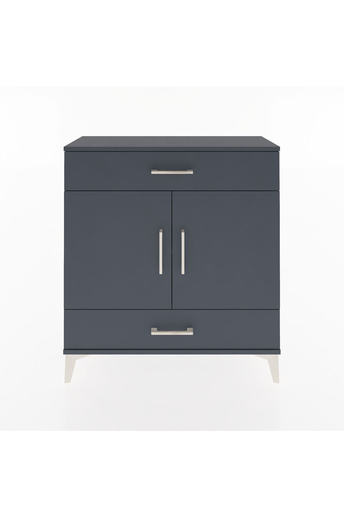 Arges Şifonyer 2 Raflı 2 Çekmeceli 2 Kapaklı 88x30x96 Antrasit-Antrasit