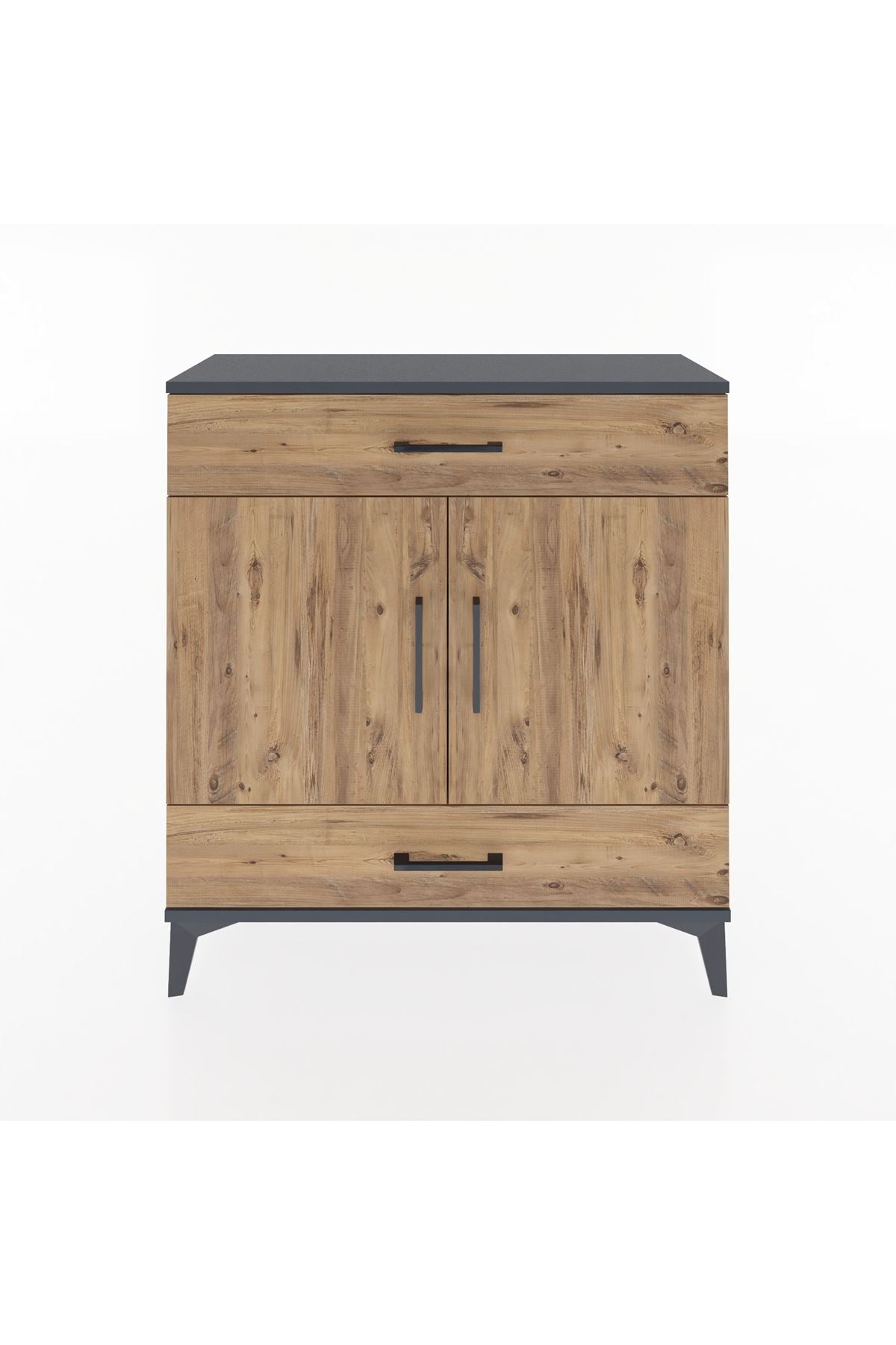 Arges Şifonyer 2 Raflı 2 Çekmeceli 2 Kapaklı 88x30x96 Antrasit-Çam