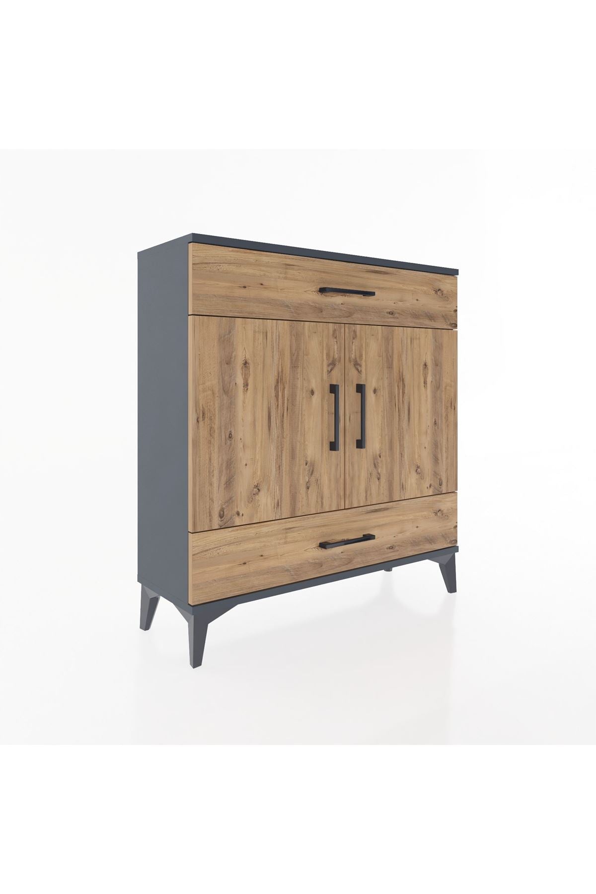 Arges Şifonyer 2 Raflı 2 Çekmeceli 2 Kapaklı 88x30x96 Antrasit-Çam