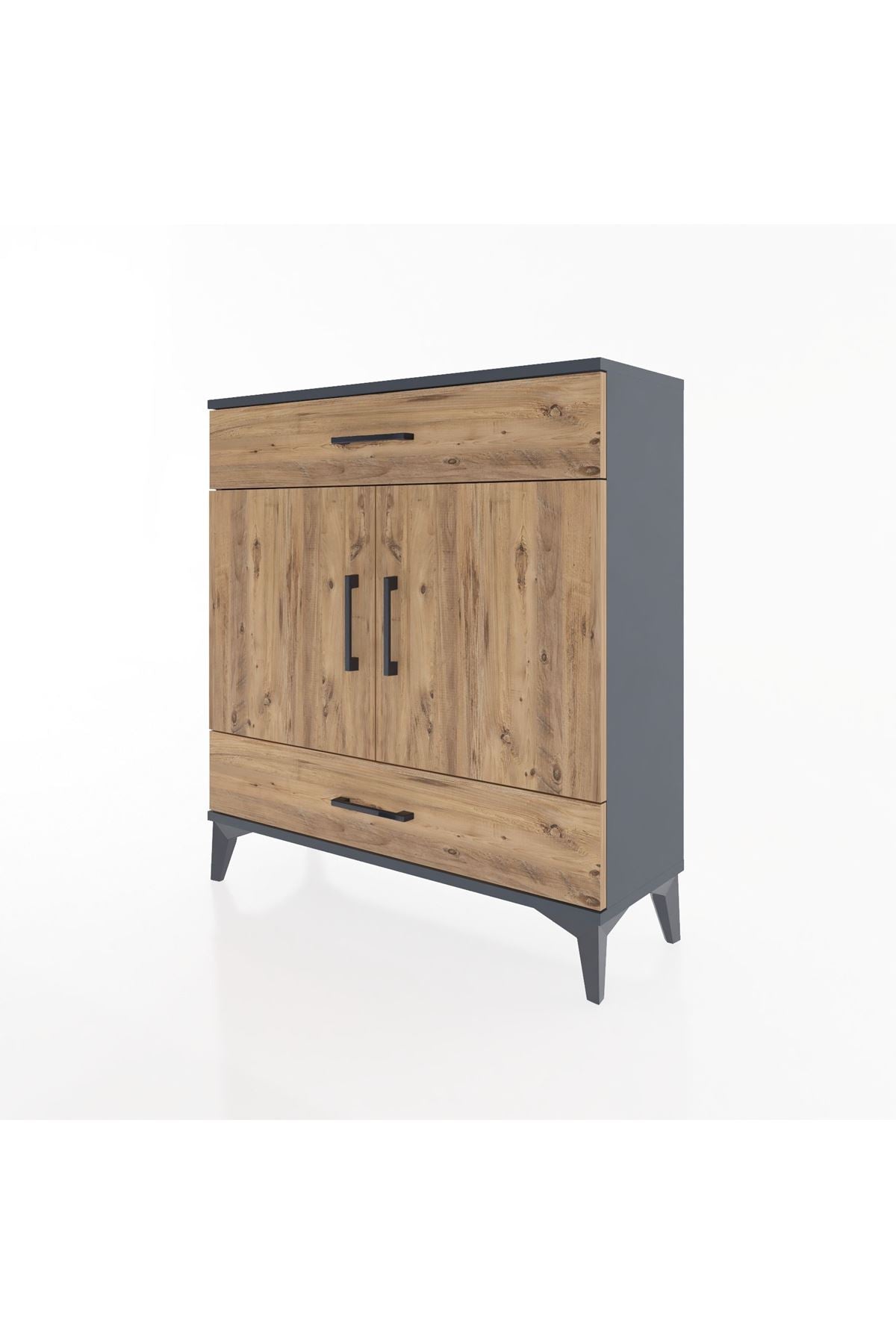 Arges Şifonyer 2 Raflı 2 Çekmeceli 2 Kapaklı 88x30x96 Antrasit-Çam