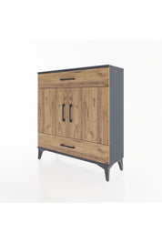 Arges Şifonyer 2 Raflı 2 Çekmeceli 2 Kapaklı 88x30x96 Antrasit-Çam