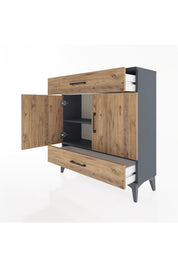 Arges Şifonyer 2 Raflı 2 Çekmeceli 2 Kapaklı 88x30x96 Antrasit-Çam