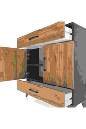 Arges Şifonyer 2 Raflı 2 Çekmeceli 2 Kapaklı 88x30x96 Antrasit-Çam