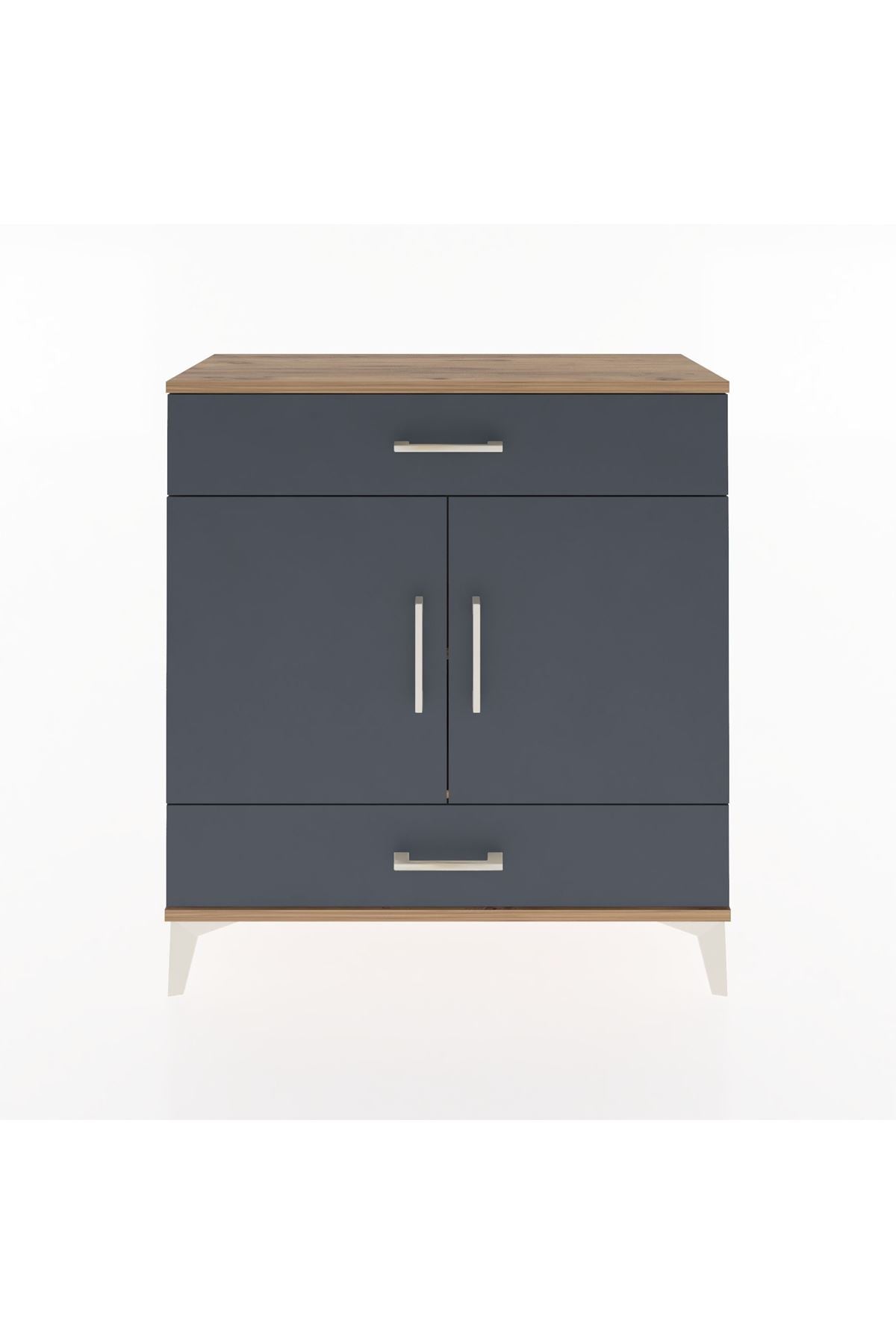 Arges Şifonyer 2 Raflı 2 Çekmeceli 2 Kapaklı 88x30x96 Çam-Antrasit