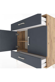 Arges Şifonyer 2 Raflı 2 Çekmeceli 2 Kapaklı 88x30x96 Çam-Antrasit