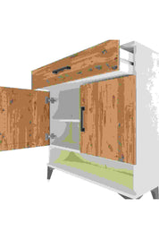 Arges Şifonyer 2 Raflı Tek Çekmeceli 2 Kapaklı 88x30x96 Aytaşı-Çam