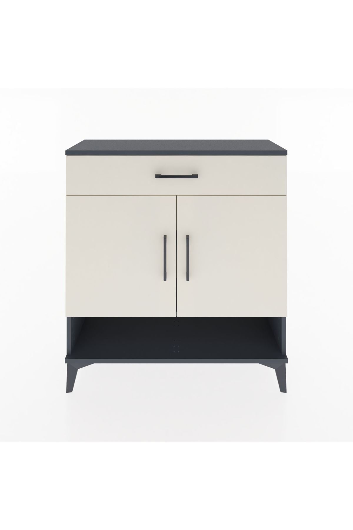 Arges Şifonyer 2 Raflı Tek Çekmeceli 2 Kapaklı 88x30x96 Antrasit-Aytaşı