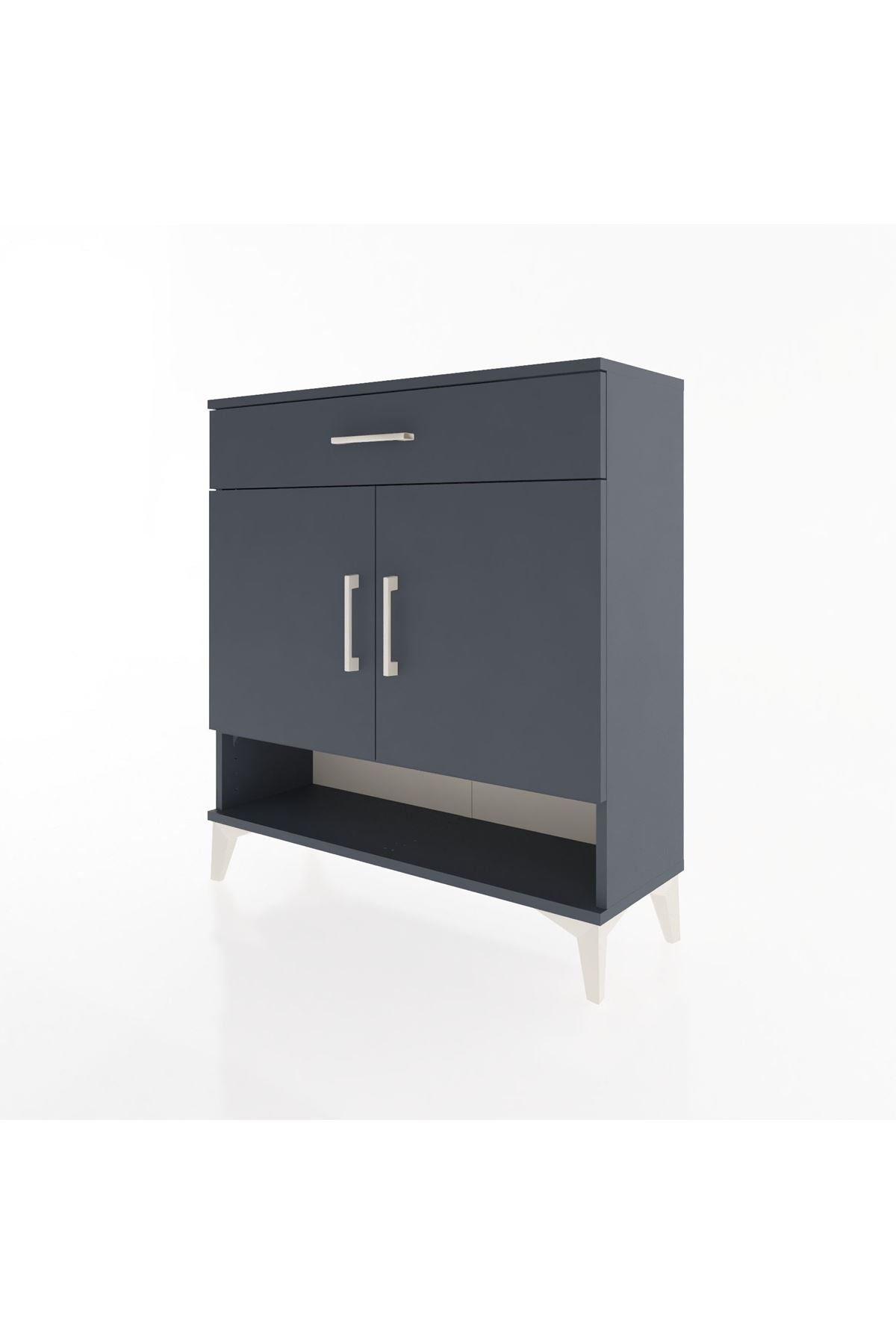 Arges Şifonyer 2 Raflı Tek Çekmeceli 2 Kapaklı 88x30x96 Antrasit-Antrasit