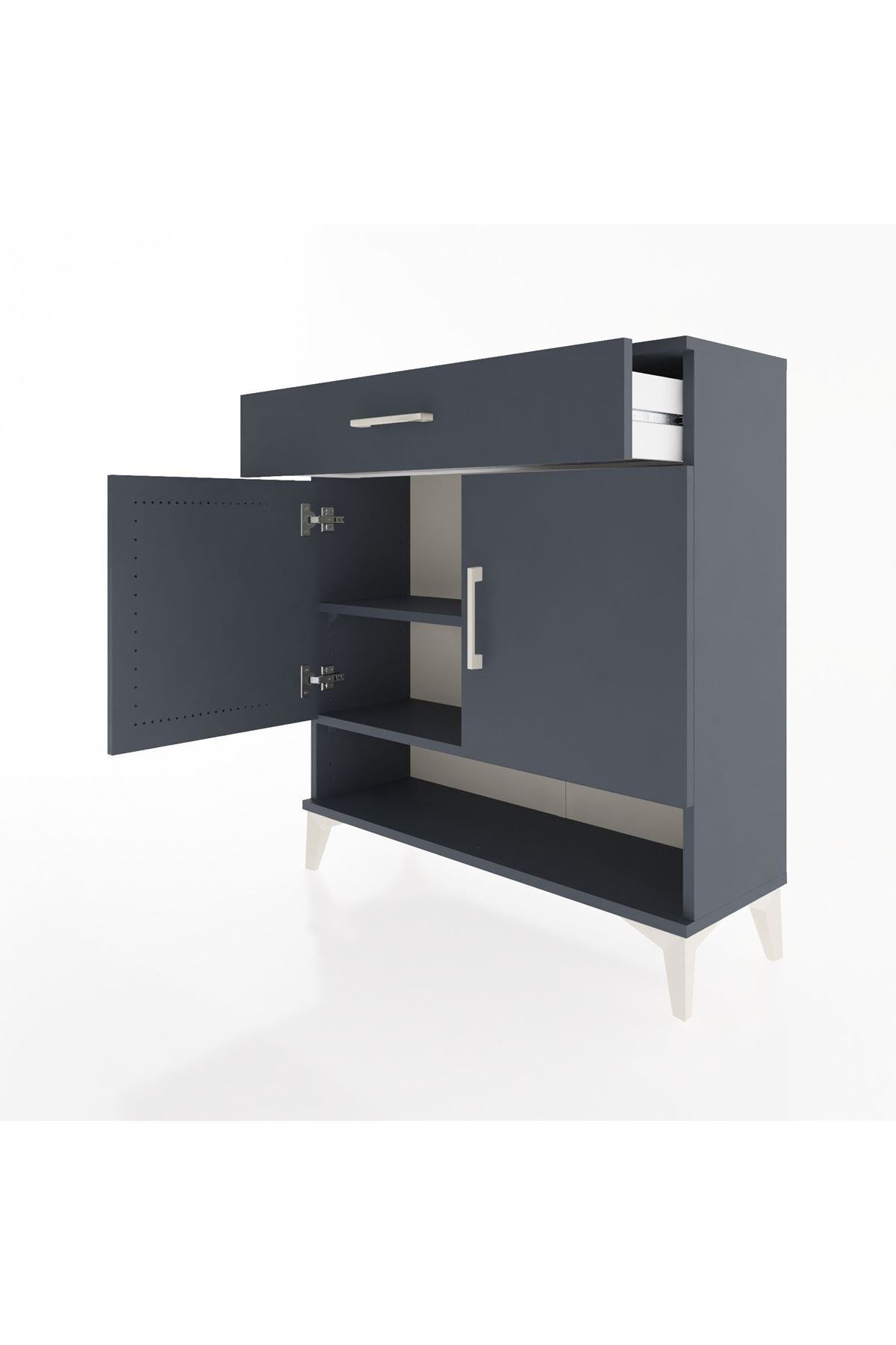 Arges Şifonyer 2 Raflı Tek Çekmeceli 2 Kapaklı 88x30x96 Antrasit-Antrasit