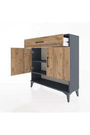 Arges Şifonyer 2 Raflı Tek Çekmeceli 2 Kapaklı 88x30x96 Antrasit-Çam