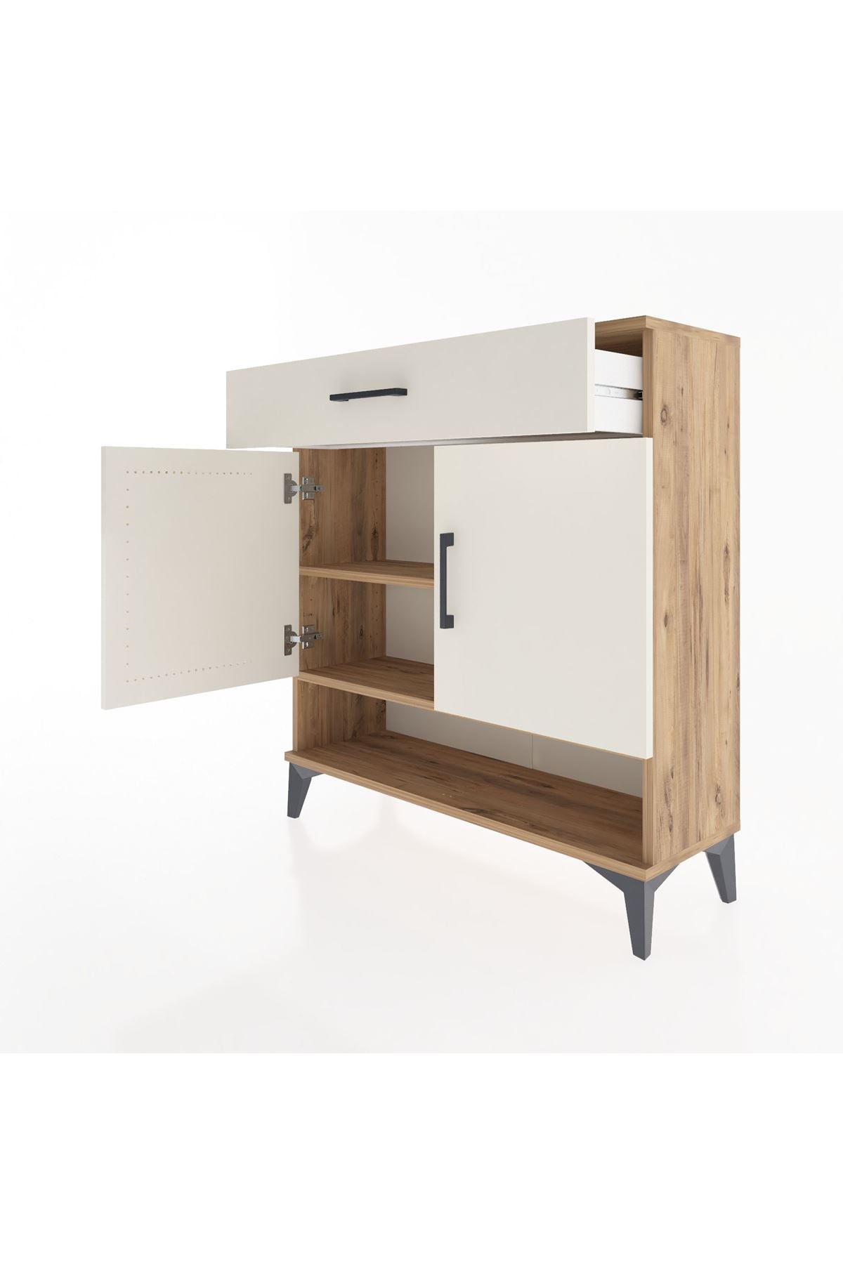 Arges Şifonyer 2 Raflı Tek Çekmeceli 2 Kapaklı 88x30x96 Çam-Aytaşı