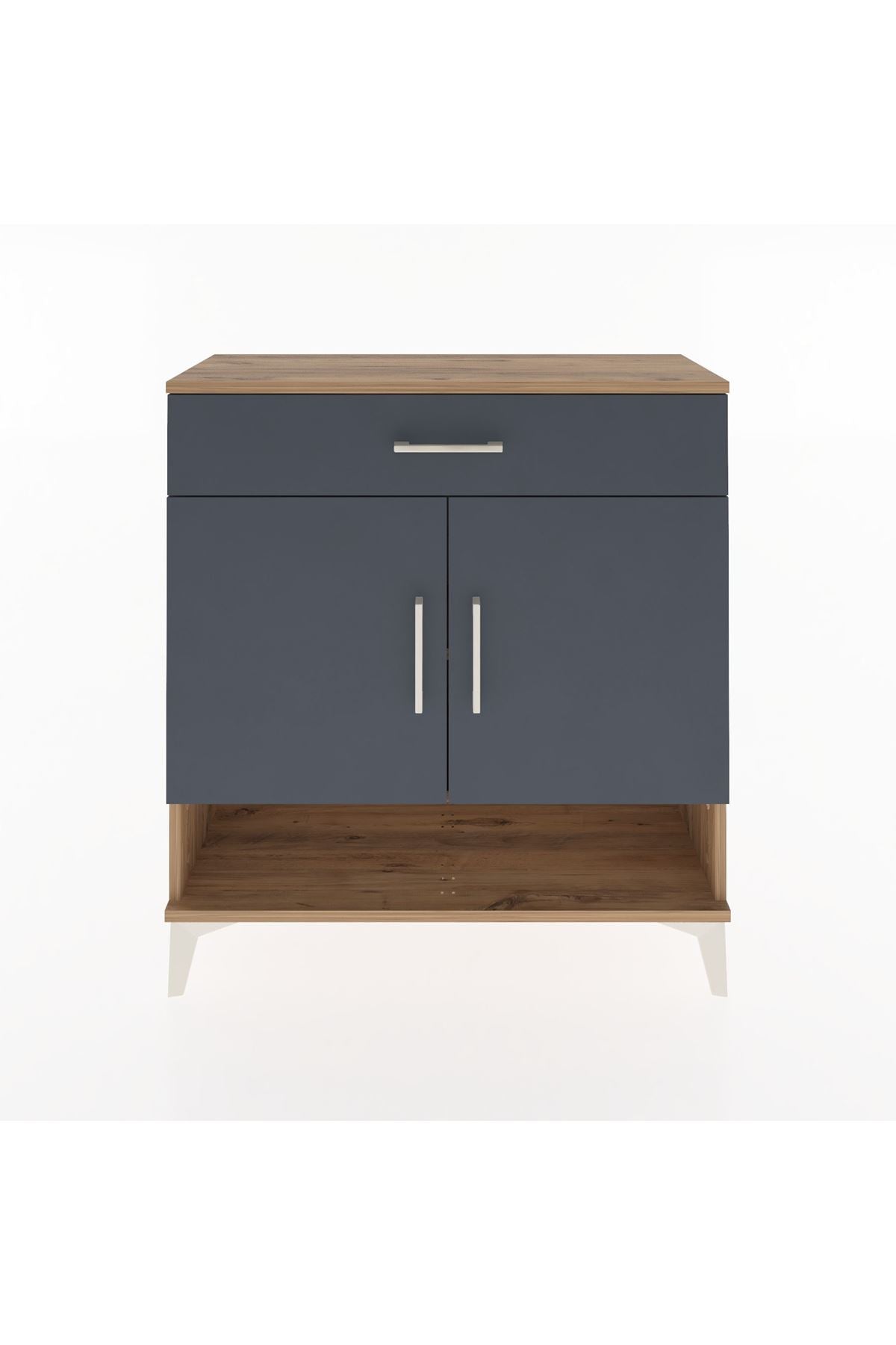 Arges Şifonyer 2 Raflı Tek Çekmeceli 2 Kapaklı 88x30x96 Çam-Antrasit