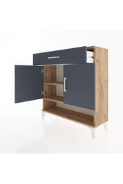 Arges Şifonyer 2 Raflı Tek Çekmeceli 2 Kapaklı 88x30x96 Çam-Antrasit