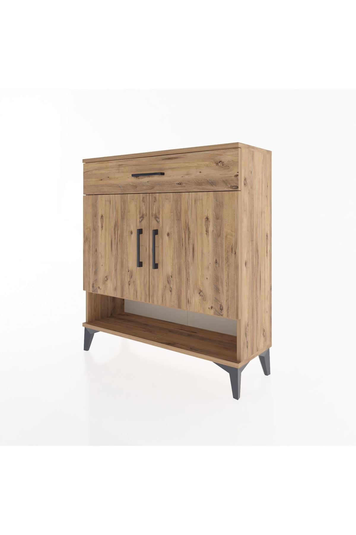 Arges Şifonyer 2 Raflı Tek Çekmeceli 2 Kapaklı 88x30x96 Çam-Çam