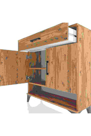 Arges Şifonyer 2 Raflı Tek Çekmeceli 2 Kapaklı 88x30x96 Çam-Çam