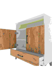 Arges Şifonyer 3 Raflı Tek Çekmeceli 2 Kapaklı 88x30x96 Aytaşı-Çam