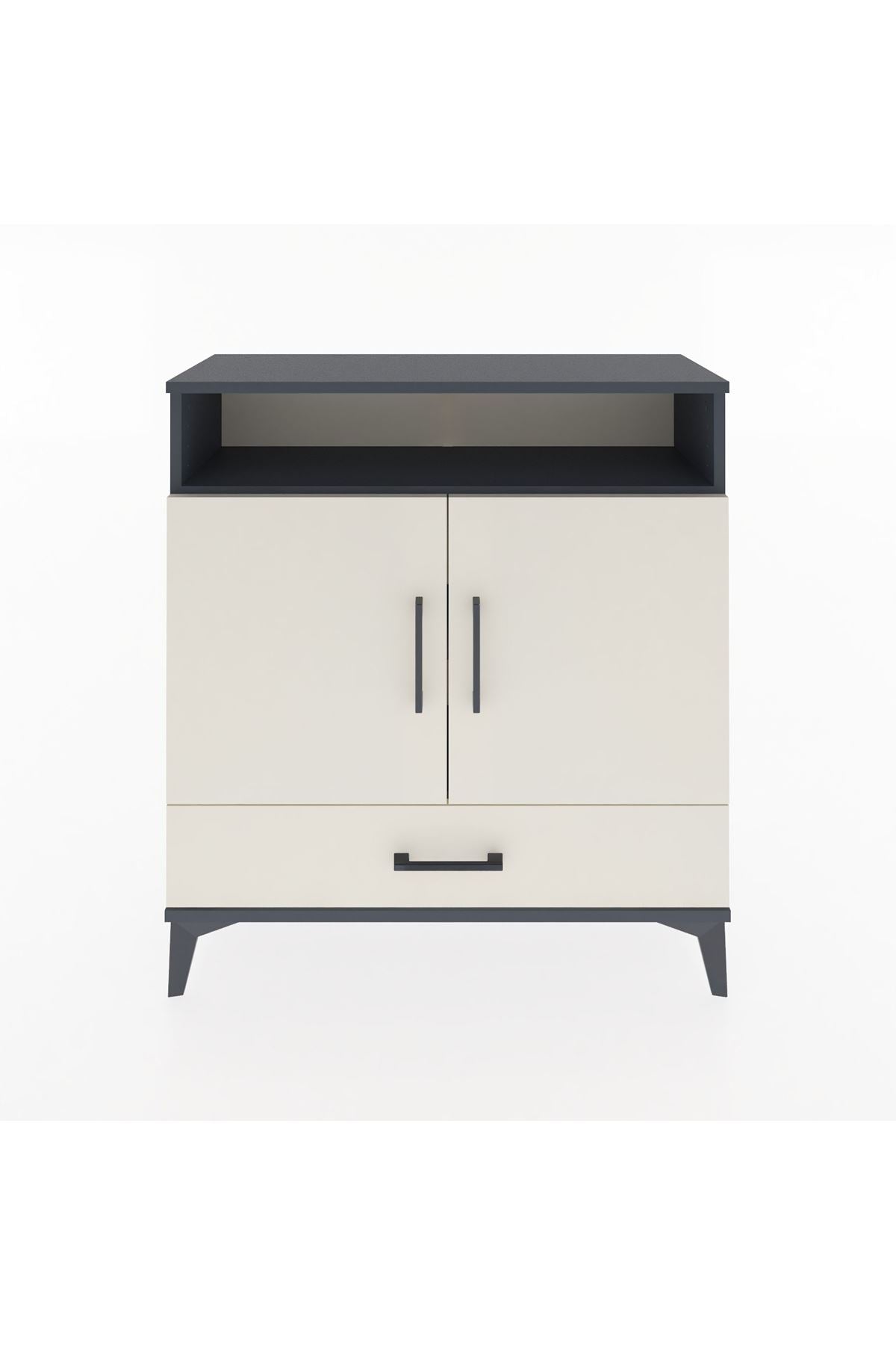 Arges Şifonyer 3 Raflı Tek Çekmeceli 2 Kapaklı 88x30x96 Antrasit-Aytaşı