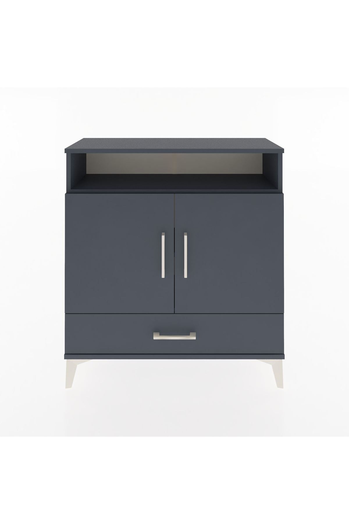 Arges Şifonyer 3 Raflı Tek Çekmeceli 2 Kapaklı 88x30x96 Antrasit-Antrasit