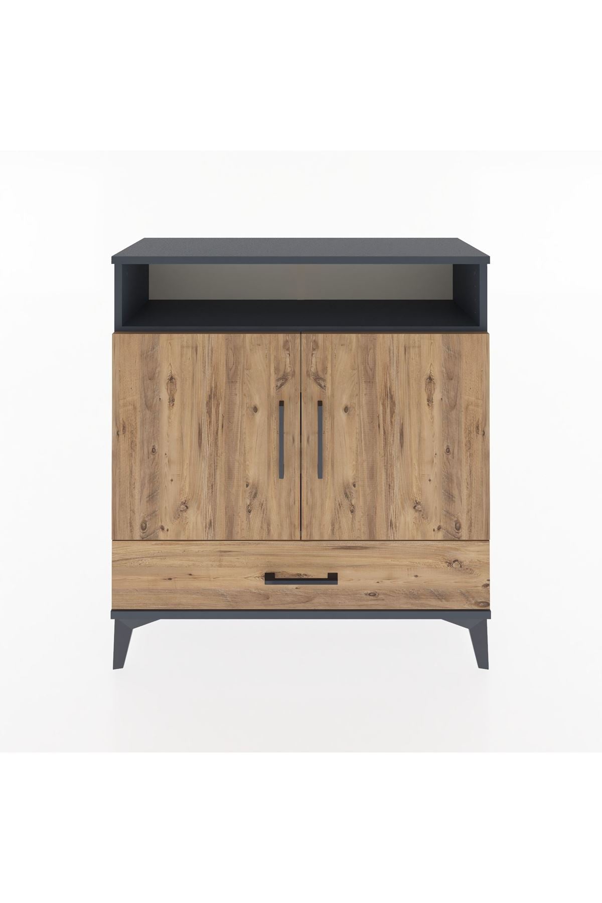 Arges Şifonyer 3 Raflı Tek Çekmeceli 2 Kapaklı 88x30x96 Antrasit-Çam