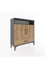 Arges Şifonyer 3 Raflı Tek Çekmeceli 2 Kapaklı 88x30x96 Antrasit-Çam