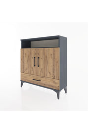 Arges Şifonyer 3 Raflı Tek Çekmeceli 2 Kapaklı 88x30x96 Antrasit-Çam