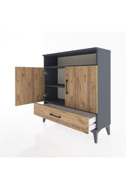 Arges Şifonyer 3 Raflı Tek Çekmeceli 2 Kapaklı 88x30x96 Antrasit-Çam