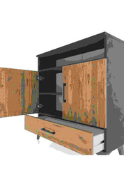 Arges Şifonyer 3 Raflı Tek Çekmeceli 2 Kapaklı 88x30x96 Antrasit-Çam