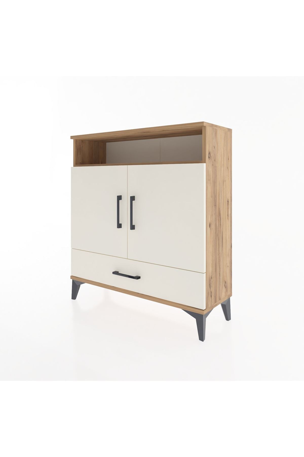 Arges Şifonyer 3 Raflı Tek Çekmeceli 2 Kapaklı 88x30x96 Çam-Aytaşı