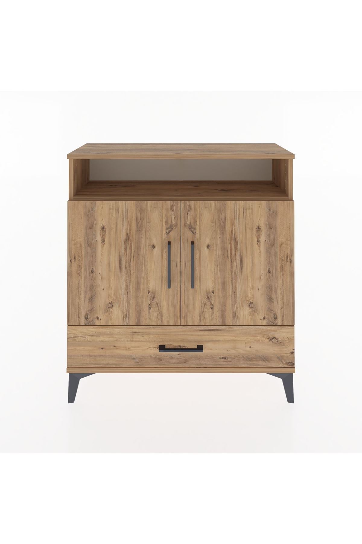 Arges Şifonyer 3 Raflı Tek Çekmeceli 2 Kapaklı 88x30x96 Çam-Çam