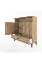 Arges Şifonyer 3 Raflı Tek Çekmeceli 2 Kapaklı 88x30x96 Çam-Çam