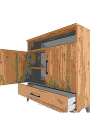 Arges Şifonyer 3 Raflı Tek Çekmeceli 2 Kapaklı 88x30x96 Çam-Çam