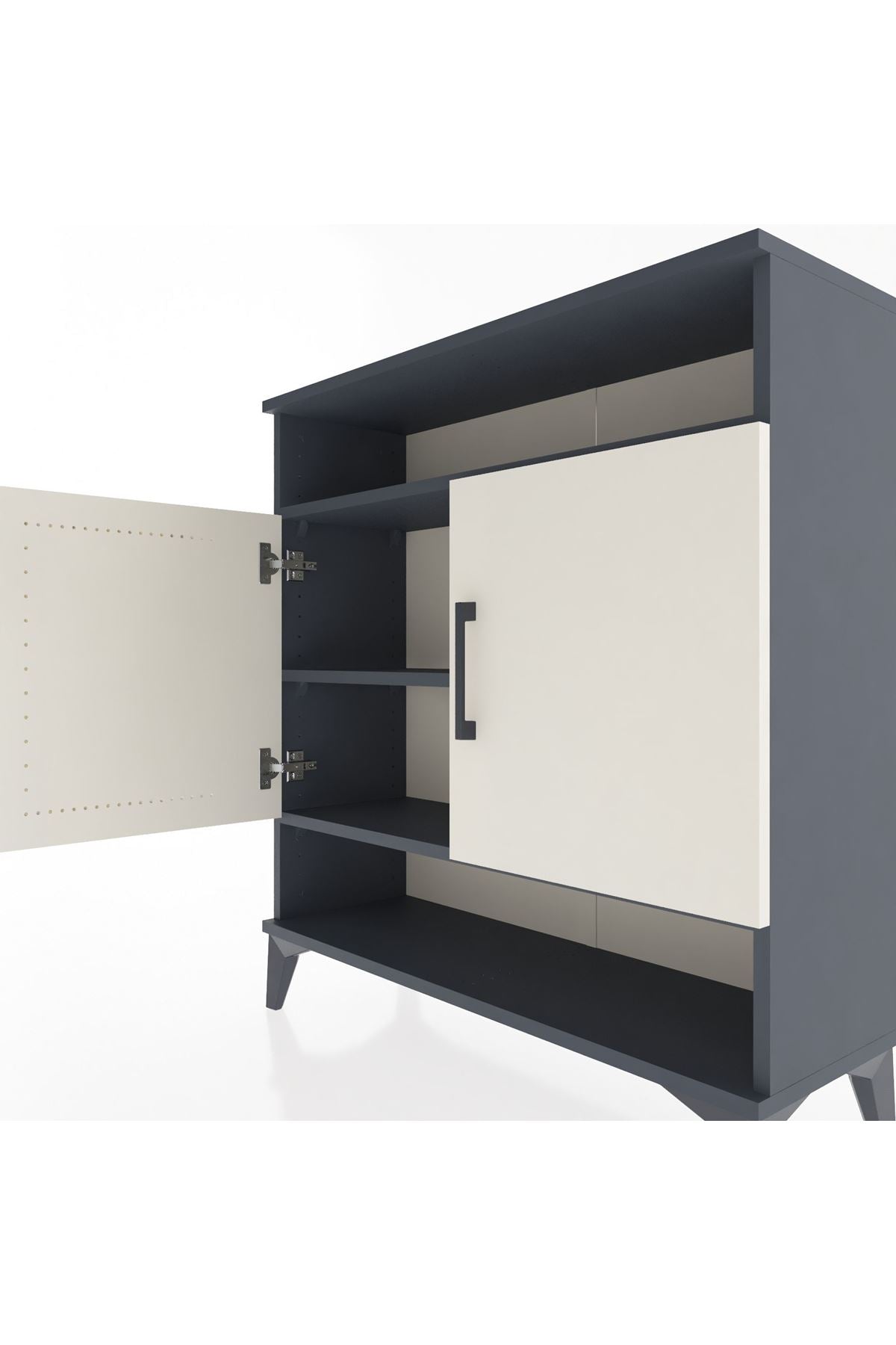 Arges Şifonyer 3 Raflı 2 Kapaklı 88x30x96 Antrasit-Aytaşı
