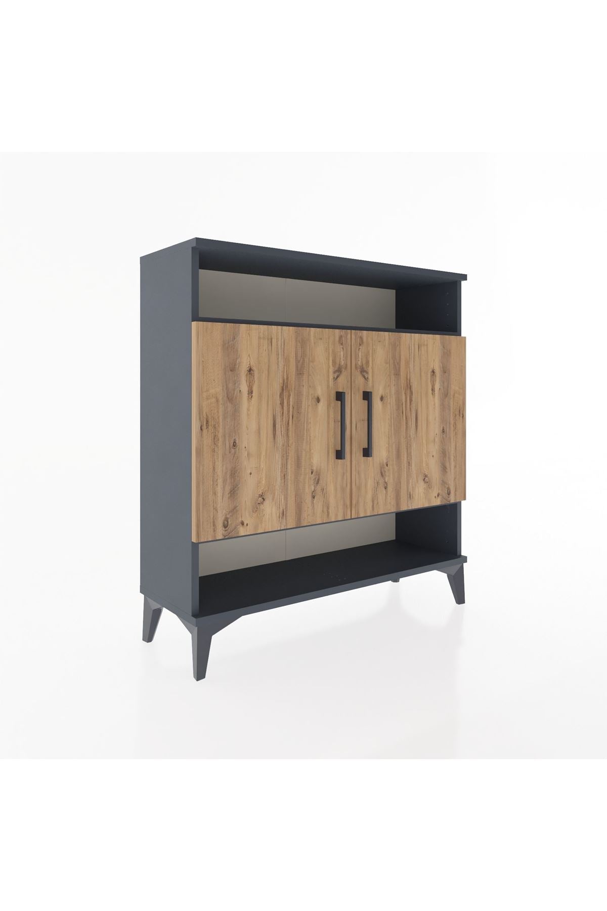 Arges Şifonyer 3 Raflı 2 Kapaklı 88x30x96 Antrasit-Çam