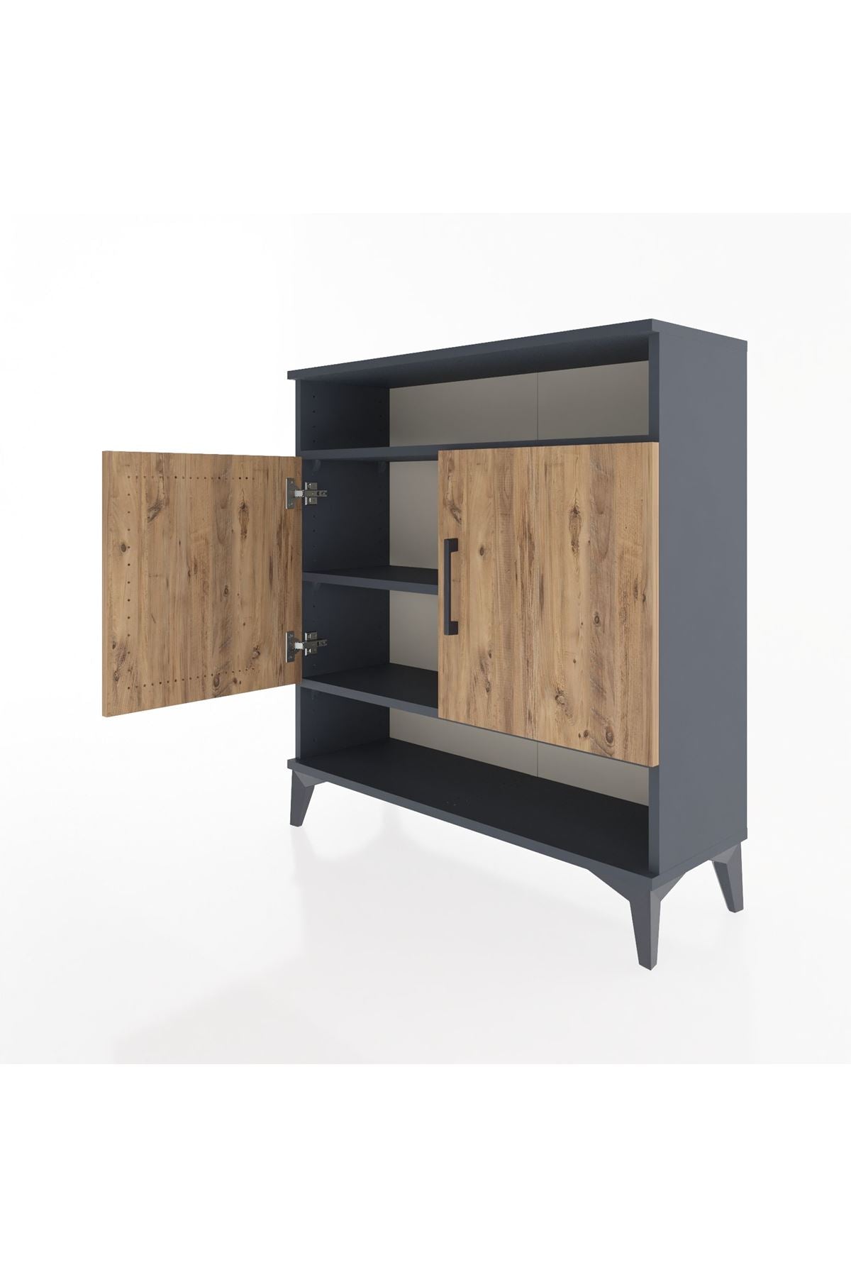 Arges Şifonyer 3 Raflı 2 Kapaklı 88x30x96 Antrasit-Çam