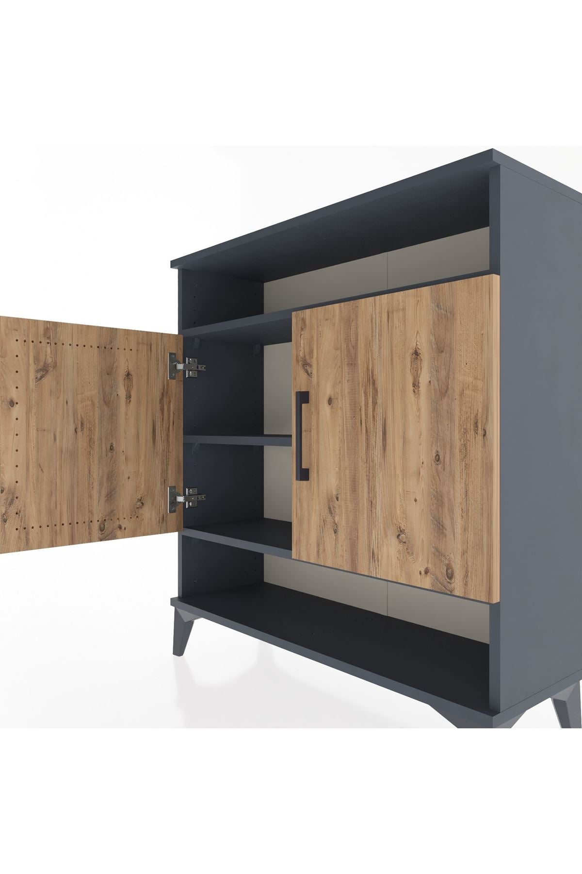 Arges Şifonyer 3 Raflı 2 Kapaklı 88x30x96 Antrasit-Çam