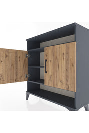 Arges Şifonyer 3 Raflı 2 Kapaklı 88x30x96 Antrasit-Çam