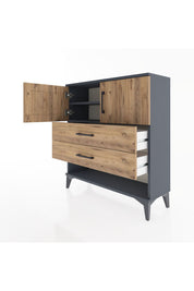 Arges Şifonyer 2 Raflı 2 Çekmeceli 2 Kapaklı 88x30x96 Antrasit-Çam