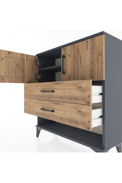Arges Şifonyer 2 Raflı 2 Çekmeceli 2 Kapaklı 88x30x96 Antrasit-Çam