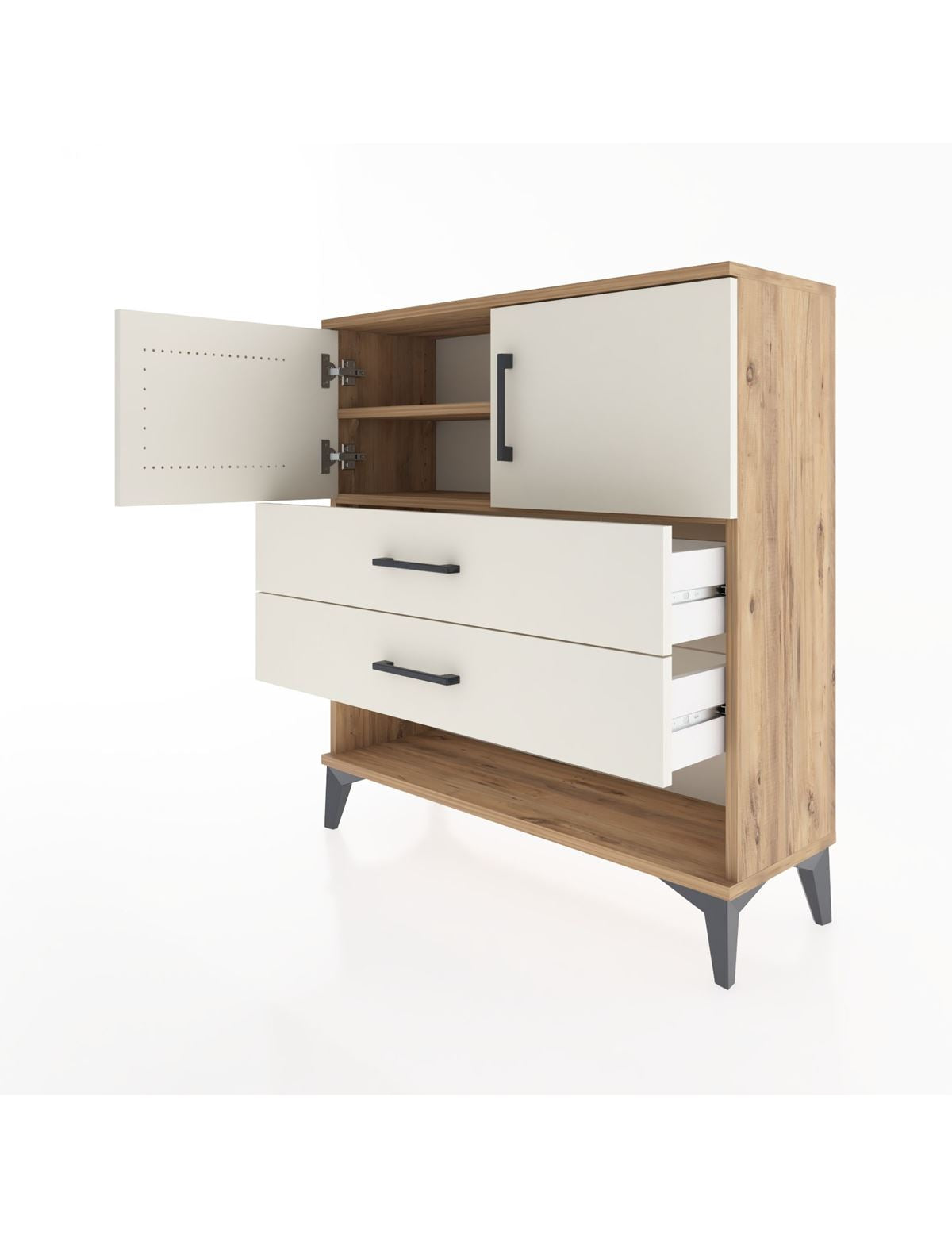 Arges Şifonyer 2 Raflı 2 Çekmeceli 2 Kapaklı 88x30x96 - S04M030V7A