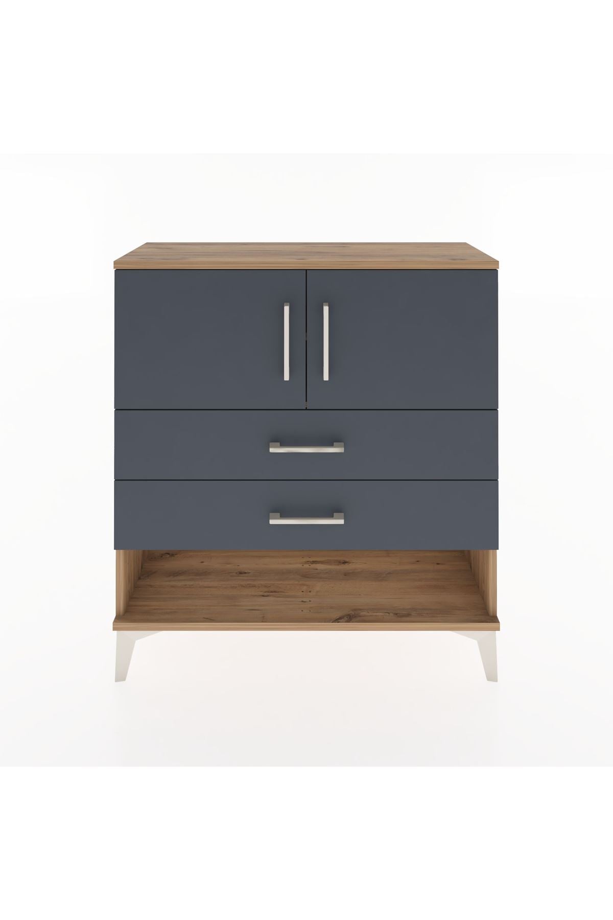 Arges Şifonyer 2 Raflı 2 Çekmeceli 2 Kapaklı 88x30x96 Çam-Antrasit