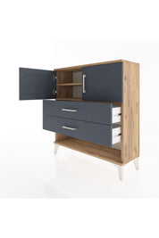 Arges Şifonyer 2 Raflı 2 Çekmeceli 2 Kapaklı 88x30x96 Çam-Antrasit